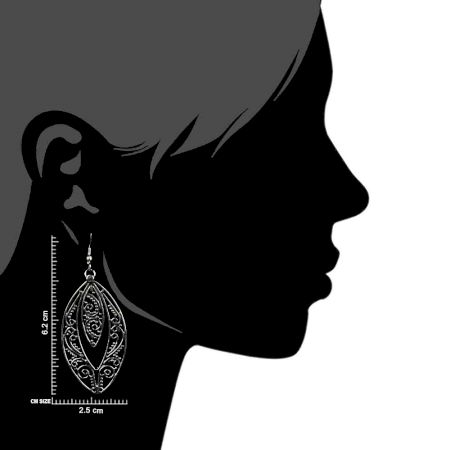 Oval Almond Shape 92.5 Sterling silver Filigree Earrings