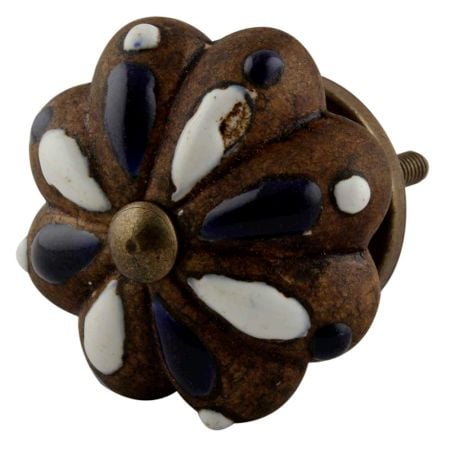 Antique Floral Melon Ceramic Dresser Knobs