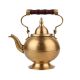 Pure Brass Tea Pot With Wooden Handle and Dome Shape Lid