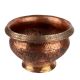 Copper Pot Ornate Carved Leafy Pattern On Round Stand