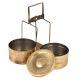 Brass Tiffin Box With Two Compartment And A Brass Strap Frame