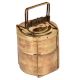 Brass Golden Tiffin Box Two Container Golden Color With Brass Strap Frame