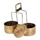 Brass Two Tier Tiffin Box Round Shape Food Container Carrier