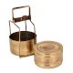 Brass Two Tier Tiffin Box Round Shape Food Container Carrier
