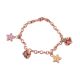 92.5 Sterling Silver Children's Bracelet With Floral Charms In Rose Gold Finish