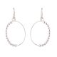 92.5 Sterling Silver Hoop Earrings Decorated With  Silver Beads On Outer Edge