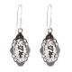92.5 Sterling Silver Earrings Floral Pattern Filigree Drop Danglers