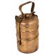 Brass Three Tier Tiffin Box With Brass Strap And Screw Fastener