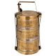 Brass Tiffin Box Flowers Engraved Three Containers And Thick Brass Frame