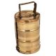 Brass Tiffin Box Three Container Thick Frame Decorative Kitchenware