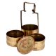Brass Tiffin Box Three Container Thick Frame Decorative Kitchenware