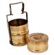 Brass Tiffin Box Three Container Thick Frame Decorative Kitchenware