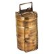 Old Brass Tiffin Box With Three Container and Patina Finish