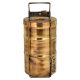 Old Brass Tiffin Box With Three Container and Patina Finish