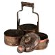 Engraved Floral Copper Tiffin Box Three Container And Additional Small Box