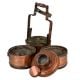 Copper Three Tier Tiffin Box With A Small Box on Top With Adjustable Handle