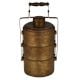 Brass Three Tiffin Box With Adjustable Handle And A Small Box On Top