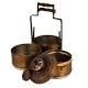 Brass Three Tiffin Box With Adjustable Handle And A Small Box On Top