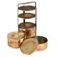 Brass Tiffin Box With Three Tier Disc Frame And Latch on The Top Container