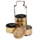 Brass Tiffin Box Four Level Container wit thick Metal Frame Handle