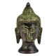 Brass Buddha Head Statue With Eyes Closed Green Patina Finish