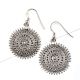 Round Sun 92.5 Sterling Silver Earrings Filigree Starry Pattern Dangle Earrings