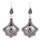 Oxidized 92.5 Sterling silver Earrings Petal Embossed Design Dangler for women