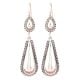 Long Tear Drop 92.5 Sterling Silver Earrings  With Tribal Engraved Pearl Shape Stud