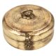 Round Brass Tiffin Box With Floral Carving With Decorative Latch