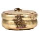 Round Brass Tiffin Box Delicate Design Cross  Pattern On lid With Handle And Latch