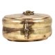 Round Brass Tiffin Box Delicate Design Cross  Pattern On lid With Handle And Latch