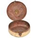 Round Brass Tiffin Box Tribal Style Delicate Carved Design On Lid With Handle and Lid