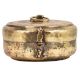Round Brass Tiffin Box Engraved With Delicate Design With Handle And Latch