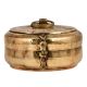Used Round Brass Tiffin Box Engraved Beaded Design Handle and Latch