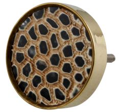 Round Animal Print Horn Brass Cabinet Knobs