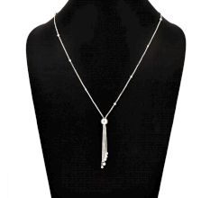 92.5 Sterling silver Chain Tassel Round Coin Necklace For Women