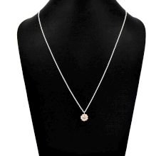 Delicate 92.5 Sterling Silver Chain With a Single Floral Round Crystal