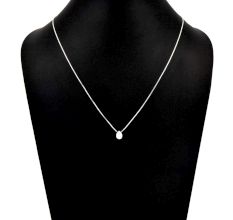 Cute 92.5 Sterling Silver Chain with Tear Drop Shaped Pendant