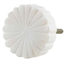 Round White Stone Floral Pattern Cabinet Knobs