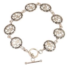 Om Coin Charm 92.5 Sterling Silver Bracelet For women