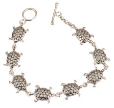 Contemporary Tortoise Charms 92.5 Sterling Silver Bracelets