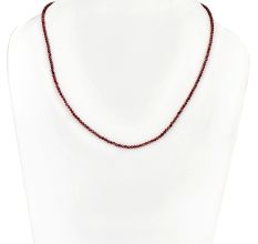 Garnet Stone Single Strand Necklace