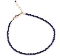 Navy Blue Lapiz Lazuli Beaded Bracelet With Extension Chain