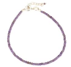 Elegant Amethyst beaded bracelet with extension chain