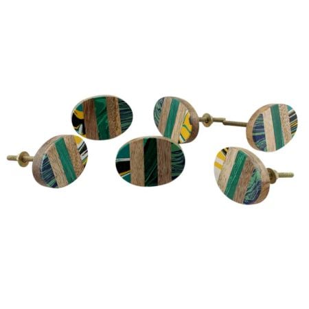 Green Oval Wooden Knob