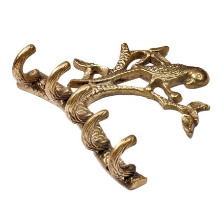 Handmade Brass Parrot On A Branch Key Holder Home Decor