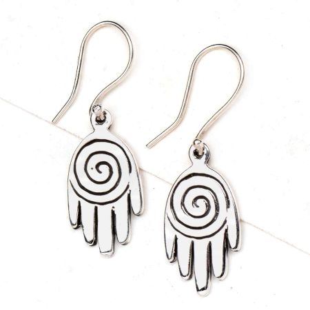 92.5 Sterling silver Earrings Small Spiral design Hand Charm Earrings