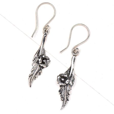 Leaf Flower 92.5 Sterling Silver Earrings Daily Wear For women