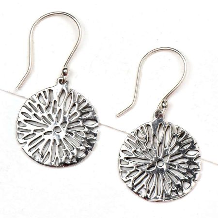 Floral Burst 92.5 Sterling Silver Earrings Daily Wear For Girls