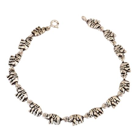Small Elephant Charms 92.5 Sterling Silver Bracelet